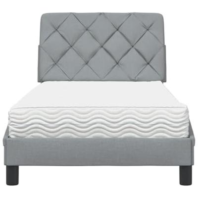 Bed met matras stof lichtgrijs 90x200 cm