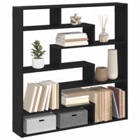 Wandschap kubus 7 vakken bewerkt hout zwart - thumbnail