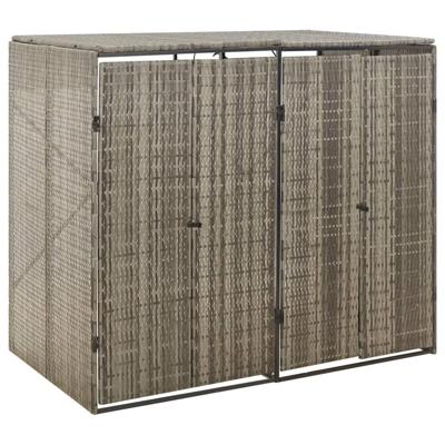 VidaXL Containerberging dubbel 140x80x117 cm poly rattan grijs VidaXL Containerberging dubbel 140x80x117 cm poly rattan grijs