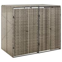 VidaXL Containerberging dubbel 140x80x117 cm poly rattan grijs - thumbnail