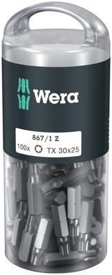 Wera 867/1 Z TORX® DIY 100, TX 30 x 25 mm (100 Bits pro Box) - 1 stuk(s) - 05072451001
