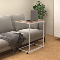 Bijzettafel met wieltjes 55x35x70 cm bewerkt hout wit - thumbnail