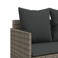5-delige Loungeset met kussens poly rattan grijs - thumbnail