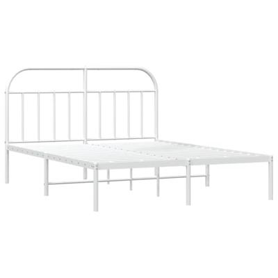 Bedframe met hoofdbord metaal wit 140x190 cm - thumbnail