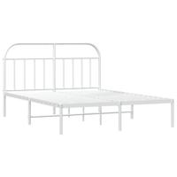 Bedframe met hoofdbord metaal wit 140x190 cm - thumbnail