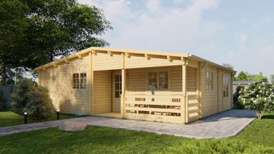 Blokhut Azores 941x848 cm - Honing geïmpregneerd- Zadeldak- Geïmpregneerd vurenhout- Tuindeco