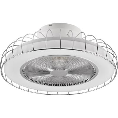 LED Plafondlamp met Ventilator - Plafondventilator - Trion Ford - 30W - Aanpasbare Kleur - Afstandsbediening - Dimbaar - Rond - Chroom - Metaal