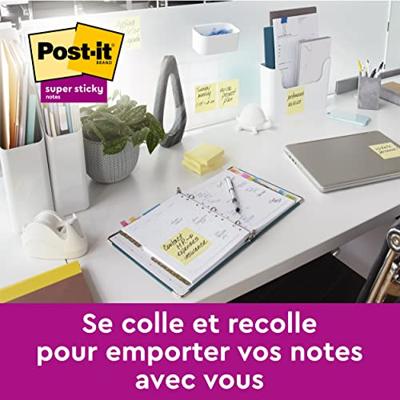 Post-It Super Sticky Notes, 90 vel, ft 76 x 76 mm, geel, 8 + 4 GRATIS - thumbnail
