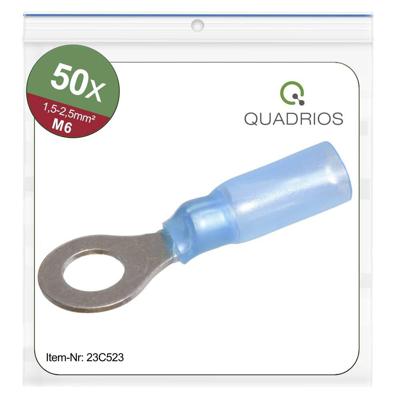 Quadrios 23C523 Ringkabelschoen Dwarsdoorsnede (max.): 2.5 mm² Schachtdiameter: 6.5 mm Deels geïsoleerd Blauw 50 stuk(s) Quadrios 23C523 Ringkabelschoen Dwarsdoorsnede (max.): 2.5 mm² Schachtdiameter: 6.5 mm Deels geïsoleerd Blauw 50 stuk(s)