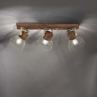 Just Light PlafondlampAlami bruin messing 3-lichts - 11488-60 - thumbnail