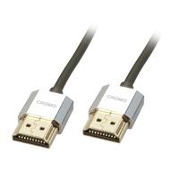 LINDY 41671 HDMI-kabel HDMI Aansluitkabel HDMI-A-stekker, HDMI-A-stekker 1.00 m Grijs 4K UHD, OFC-kabel, Rond, Afgeschermd (dubbel), Extreem dun, Vergulde - thumbnail