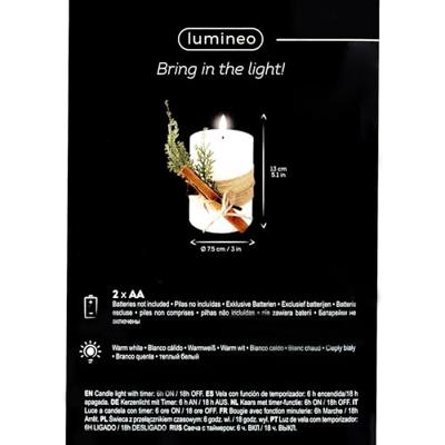 LED kaars Lumineo Wit Beige ø 7,5 x 13 cm (AA) - thumbnail