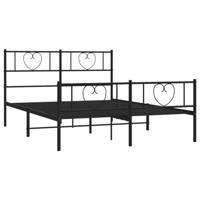 Bedframe met hoofd- en voeteneinde metaal zwart 140x190 cm - thumbnail