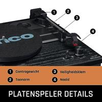 Lenco Riemaandrijving houten platenspeler met Bluetooth-ontvangst en 2 externe luidsprekers - LS-101BK - thumbnail