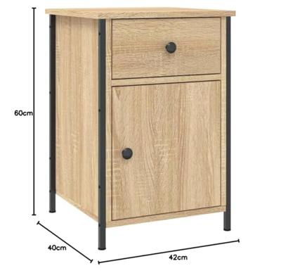 Nachtkastjes 2 st 40x42x60 cm bewerkt hout sonoma eikenkleurig