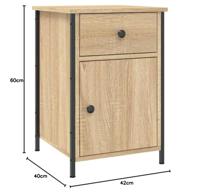 Nachtkastjes 2 st 40x42x60 cm bewerkt hout sonoma eikenkleurig - thumbnail
