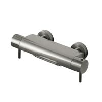 Badkraan Hotbath Buddy 15cm Hartafstand Thermostatisch Opbouw Geborsteld Nikkel 2 Greeps met Waterval - thumbnail