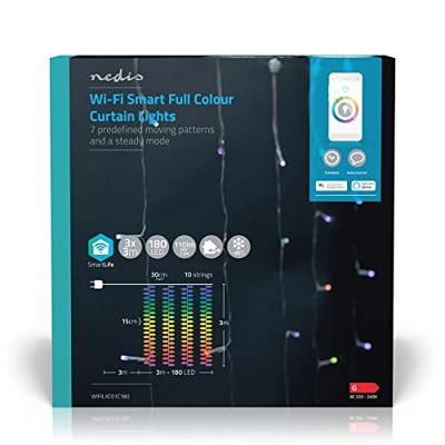 Nedis WIFILXC01C180 Smartlife Decoratieve Led Gordijn Wi-fi Rgb 180 Led&apos;s 3 M Android™ / Ios - thumbnail