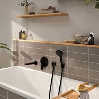 Baduitloop HansGrohe Rebris E Mat Zwart - thumbnail