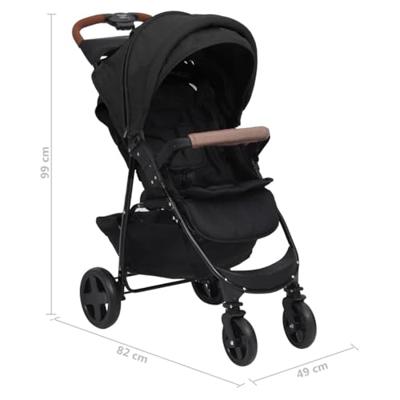 VidaXL Kinderwagen 2-in-1 staal antracietkleurig