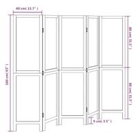 Kamerscherm met 5 panelen massief paulowniahout donkerbruin - thumbnail
