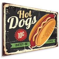 Schilderij - Hotdogs, Best in Town, Amerikaanse Reclame, Premium Print - thumbnail