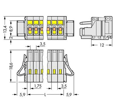 WAGO 734-104/037-000 Female behuizing (kabel) 734 Totaal aantal polen: 4 Rastermaat: 3.50 mm Inhoud: 100 stuk(s)