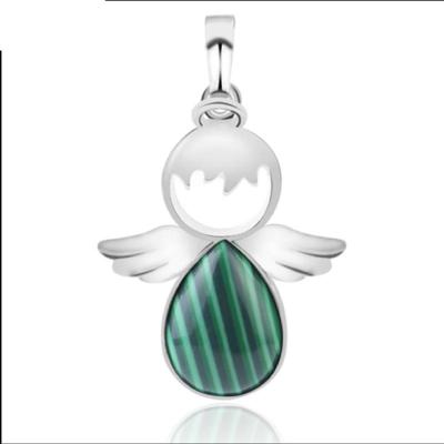 Vrouwen engel vleugels Hangers natuurlijke kristallen stenen kettingen (Malachiet)