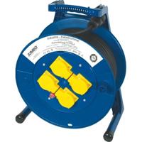 Elektra Kabelhaspel 50M (blauw) 3 x 1,5mm met 4 contactdozen en zware rubberkabel (zwart) H07RN-F 3 x 1,5mm Jumbo - thumbnail