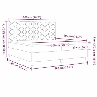 Boxspring bed met matras Donkergrijs 200 x 200 cm Fluweel