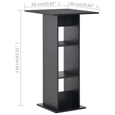 Bartafel 60x60x110 cm zwart