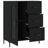 Dressoir 69,5x34x90 cm bewerkt hout zwart - thumbnail