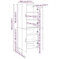 Highboard 2 pcs Oud hout 69,5 x 34 x 180 cm Bewerkt hout - thumbnail