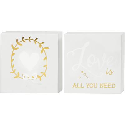 Canvas met goudkleurige motieven, H: 10,16 cm, D: 2,54 cm, B: 10,16 cm, wit, 2 stuk/ 1 doos Canvas met goudkleurige motieven, H: 10,16 cm, D: 2,54 cm, B: 10,16 cm, wit, 2 stuk/ 1 doos