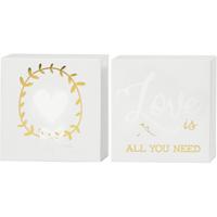 Canvas met goudkleurige motieven, H: 10,16 cm, D: 2,54 cm, B: 10,16 cm, wit, 2 stuk/ 1 doos - thumbnail