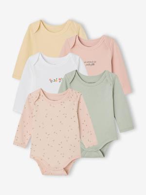 Body's met lange mouwen voor baby's met bloemenprint saliegroen