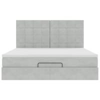 Ottoman bed met matrassen 160x200cm fluweel lichtgrijs - thumbnail