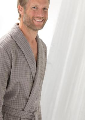 Luxe heren badjas Cawö - 100% katoen met wafelstructuur - grijs-58 Luxe heren badjas Cawö - 100% katoen met wafelstructuur - grijs-58