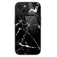iPhone 15 glazen hardcase - Marmer zwart - thumbnail