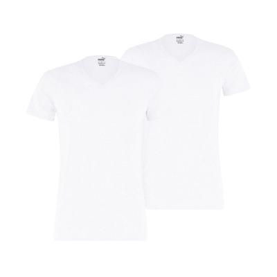 Puma Basic V-Hals T-Shirt 2-Pack Heren Wit - Maat L - Kleur: Wit | Soccerfanshop