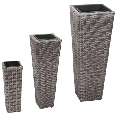 VidaXL Plantenbakken verhoogd 3 st poly rattan grijs