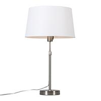 QAZQA Tafellamp staal met kap wit 35 cm verstelbaar - Parte - thumbnail