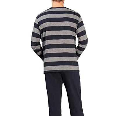 Blauw grijs gestreepte heren pyjama Hajo
