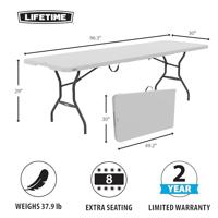 Vouwtafel Lifetime Wit 245 x 74 x 76 cm Staal - thumbnail