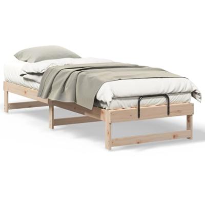 Bedframe met Draaghandvatten Bruin Massief grenenhout