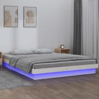 Bedframe LED massief hout wit 180x200 cm Super King - thumbnail