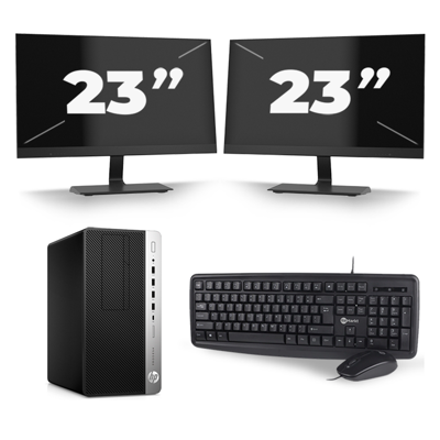HP ProDesk 600 G3 Micro Tower - Intel Core i5-6e Generatie - 8GB RAM - 256GB SSD - Windows 11 + 2x 23 inch Monitor HP ProDesk 600 G3 Micro Tower - Intel Core i5-6e Generatie - 8GB RAM - 256GB SSD - Windows 11 + 2x 23 inch Monitor