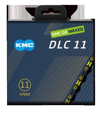 KMC chain dlc 11 118l/box waxed 11-speed black/yellow