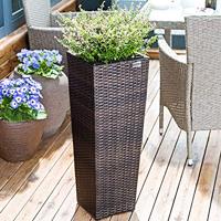 Bloempotten polyrotan set van 3 stuks in bruin - thumbnail