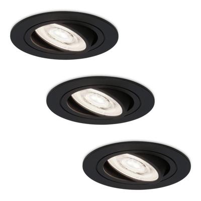 Set van 3 Miro LED inbouwspots - Extra plat 58mm - GU10 LED Module - 6000K daglicht wit - Dimbaar - Rond - Kantelbaar - Voor binnen - Zwart Set van 3 Miro LED inbouwspots - Extra plat 58mm - GU10 LED Module - 6000K daglicht wit - Dimbaar - Rond - Kantelbaar - Voor binnen - Zwart